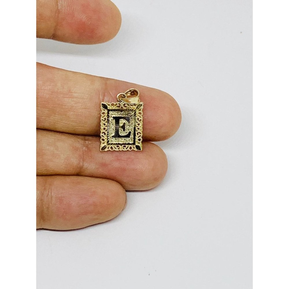 10k Solid Gold Small Initial E Charm - image 2